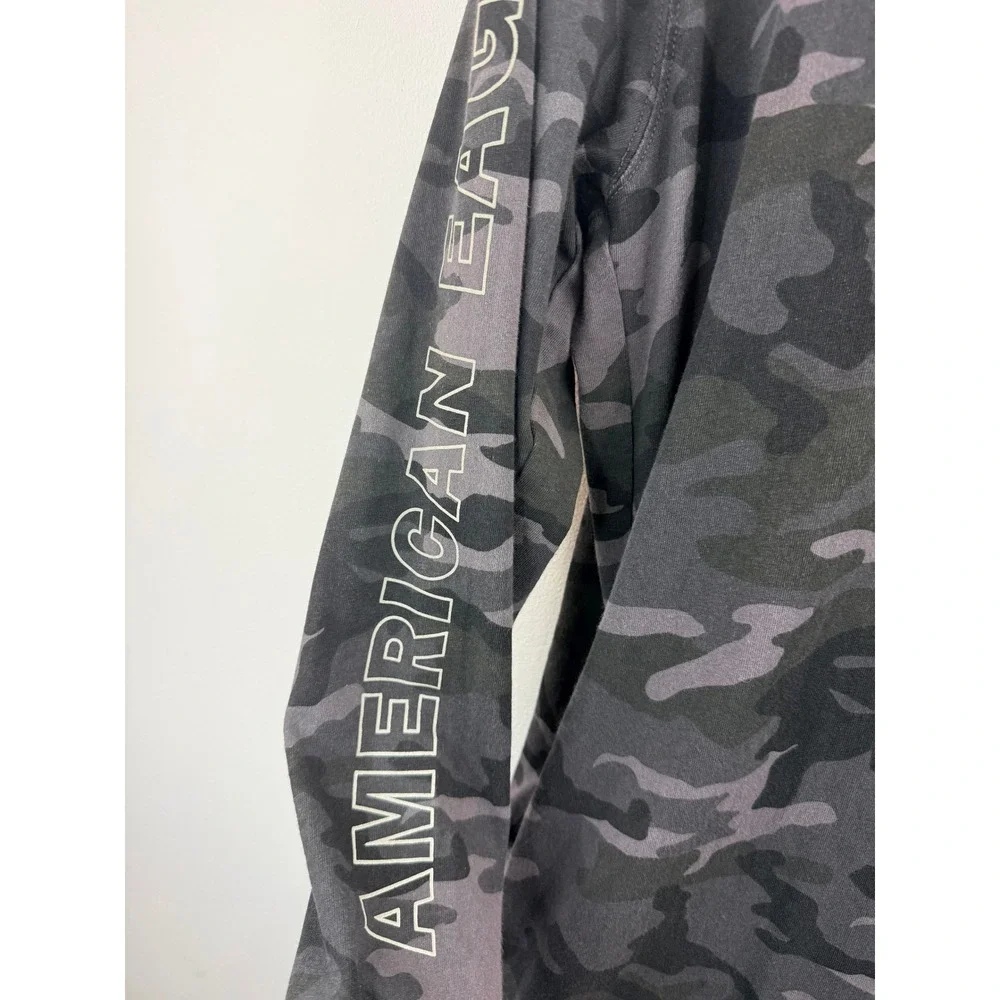 American Eagle Camo Hoodie Long Sleeve Pullover Pockets Boys M Fall Winter Comfy